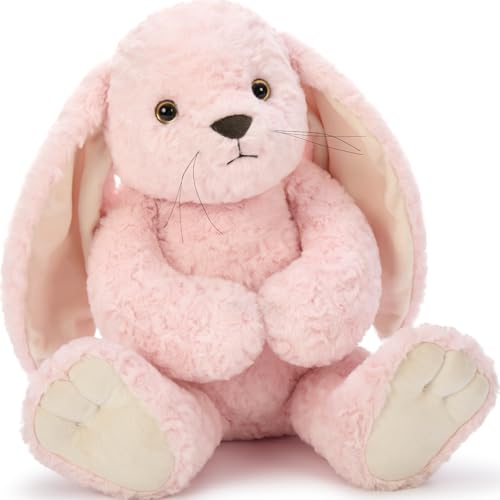 Tezituor Big Bunny Stuffed Animal Pink 18 inch Large Stuffed Rabbit Plush Toy woth Long Ears Hugging Soft Rabbit Plush Body Pillow Gift for Boys Girls - Image 1