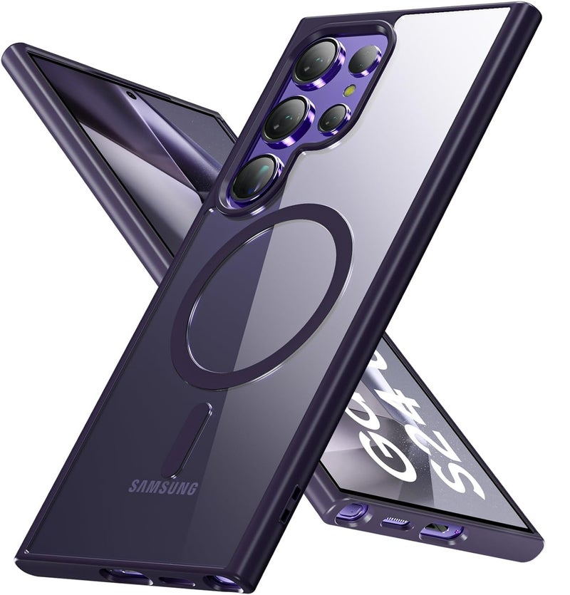 DIZORO Samsung S24 Ultra Case,Compatible with Mag Safe, Non Yellow Military-Grade Drop Protection & Hard PC Back Cover Slim Transparent Anti-Scratch Shockproof Phone Case Deep Purple - Image 2