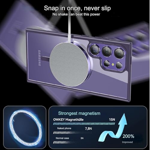DIZORO Samsung S24 Ultra Case,Compatible with Mag Safe, Non Yellow Military-Grade Drop Protection & Hard PC Back Cover Slim Transparent Anti-Scratch Shockproof Phone Case Deep Purple - Image 4