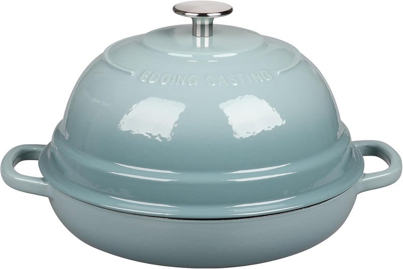 EDGING CASTING Enameled Cast Iron Dutch Oven Pot with Lid, Round Bread Oven for Homemade Sourdough Bread Baking, 6 Quart, Seasalt - Image 1