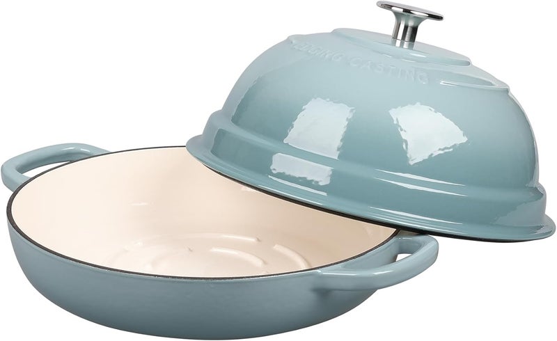 EDGING CASTING Enameled Cast Iron Dutch Oven Pot with Lid, Round Bread Oven for Homemade Sourdough Bread Baking, 6 Quart, Seasalt - Image 2