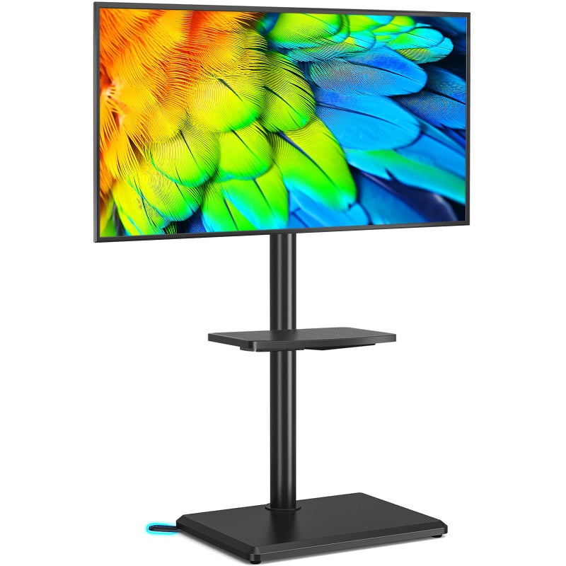 Rfiver Swivel Floor TV Stand with Mount for 32-60 Inch TVs up to 88lbs, Height Adjustable TV Mount with Wood Base & Shelf, Space-Saving Design Tall TV Stands for Living Room, Bedroom, Corner - Image 1