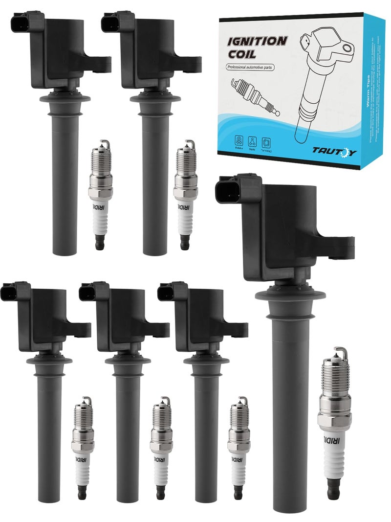 TAUTOY DG513 DG500 Ignition Coil Pack Iridium Spark Plug 6PCS (3.0L ONLY) For Ford Escape 500 Freestyle Taurus,For Mazda Tribute,Mercury Mariner Montego Sable, C1458 FD502 UF406 C1387 FD495 - Image 1
