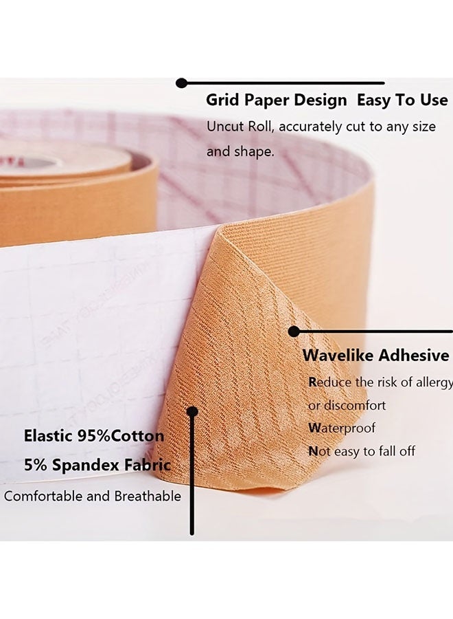 Generic 2-Pack Kinesiology Muscle Tape, 5cm x 5m Sports Recovery Elastic Tape, Self-Adhesive Cotton Athletic Tape for Injury, Strain, Physio Support (Beige)  - Image 2