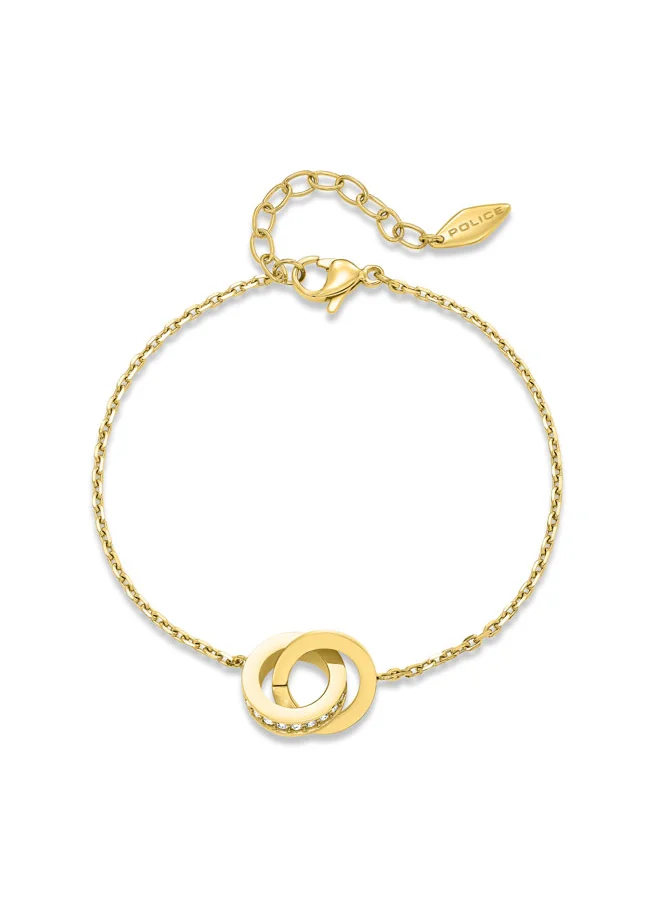 بوليس POLICE Unity Gold-Plated Bracelet - Sparkling Crystal-Adorned Charm with Sleek Gold-Plated Ring