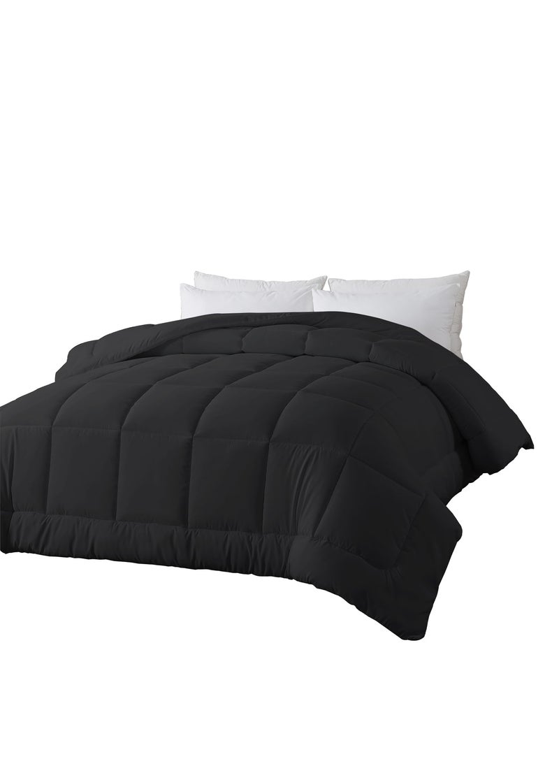 BedTreat BedTreat Down Alternative Comforter Queen Duvet Insert with Corner Tabs All Season Quilted Bed Comforter BoxStitched Queen Comforter BlackMachine Washable Microfiber Bedding 