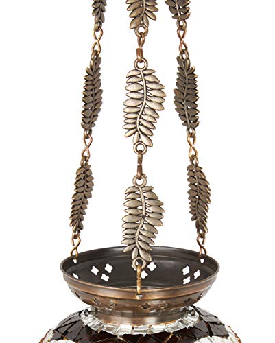 DEMMEX Turkish Moroccan Mosaic Hanging Candle Holder Decorative Lantern with Colorful Mosaic Glass Globe and Metal Leaf Chains, Handmade in Turkey, 24" H, Multicolored (Heaven) - Image 5
