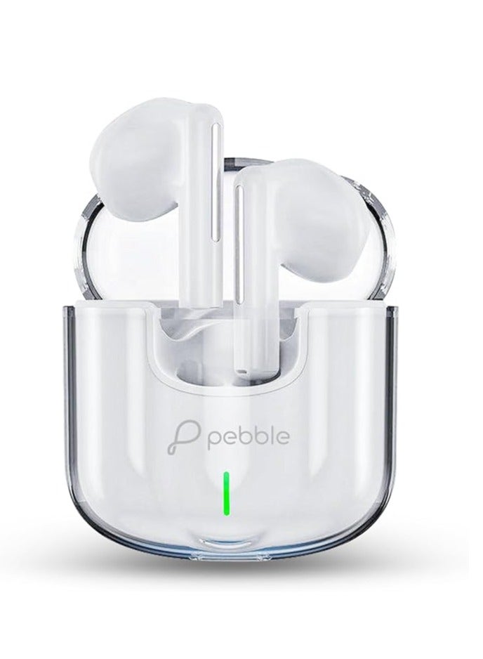 Pebble Duet Earpods True Wireless with 20H Playtime Noise Cancelling 100H Standby, Bluetooth 5.0 Earbuds Low Latency Splash Proof with Auto Pairing and Voice Assistant Earphones - White - Image 1