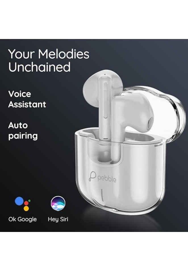 Pebble Duet Earpods True Wireless with 20H Playtime Noise Cancelling 100H Standby, Bluetooth 5.0 Earbuds Low Latency Splash Proof with Auto Pairing and Voice Assistant Earphones - White - Image 4