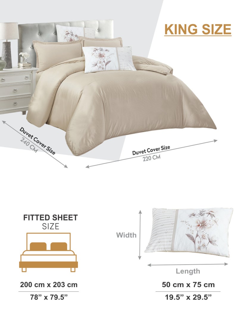 Donetella Printed Duvet Set, King Size 220x240 cm - 6-Pcs Bed Set, Microfiber Fabric - 1 Duvet Cover, 1 Fitted Sheet, 2 Pillow Shams, 2 Pillowcases (Filler Not Included)  - Image 3