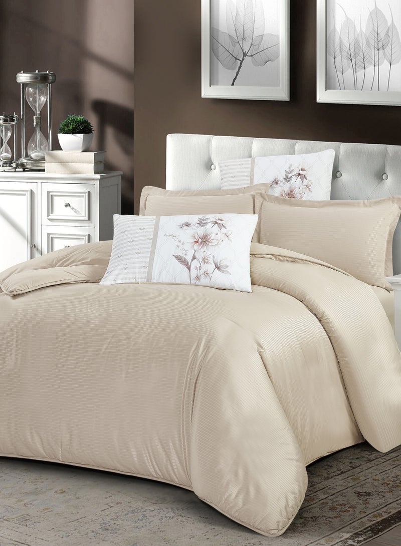 Donetella Printed Duvet Set, King Size 220x240 cm - 6-Pcs Bed Set, Microfiber Fabric - 1 Duvet Cover, 1 Fitted Sheet, 2 Pillow Shams, 2 Pillowcases (Filler Not Included)  - Image 2