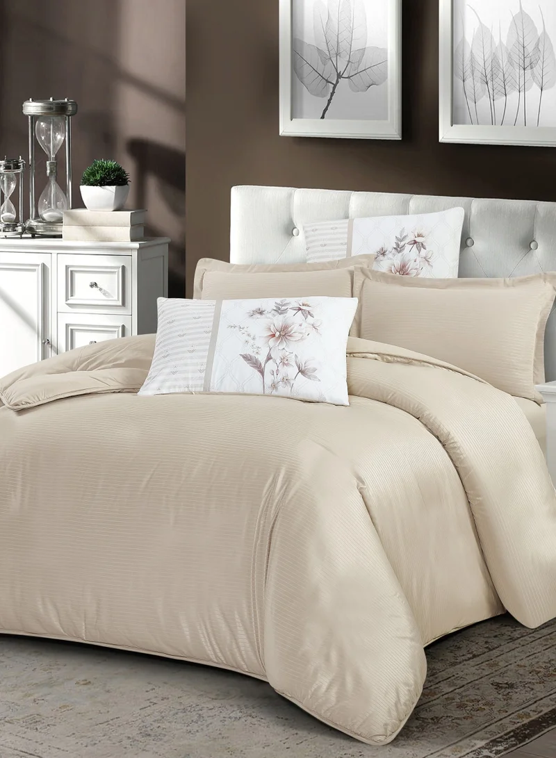 دوناتيلا Printed Duvet Set, King Size Fits 200x200 cm - 6-Pcs Bed Set, Microfiber Fabric - 1 Duvet Cover, 1 Fitted Sheet, 2 Pillow Shams, 2 Pillowcases (Filler Not Included)