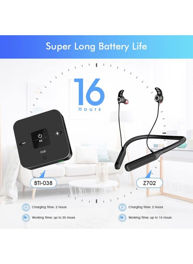 Golvery Bluetooth Headphones Transmitter for TV Watching, Neckband Wireless Stereo Earphones Earbuds Set w/Transmitter Adapter for Optical Digital RCA 3.5mm Aux TVs, Plug n Play No Audio Delay - Image 5