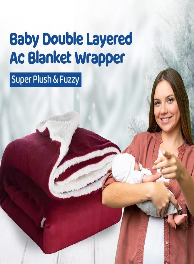Bumtum Super Soft New Born Baby Double Layer AC Blanket | Wrapper Sheet for Baby Boys & Baby Girls | Lightweight | Super Comfortable (130cm x 105cm, Maroon) - Image 2