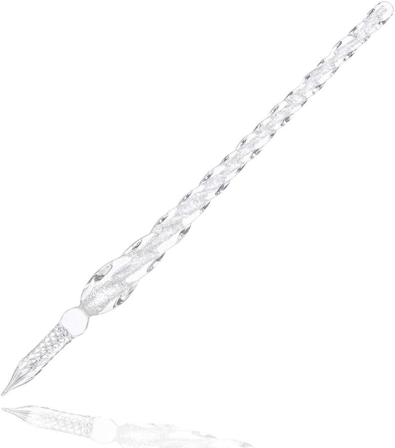 molshine Handmade Glass Dip Pen Crystal Calligraphy Pen Signature Dipped Pen for Artist Women Men Teens,Writing Drawing Decoration Gifts (Silvery) - Image 1