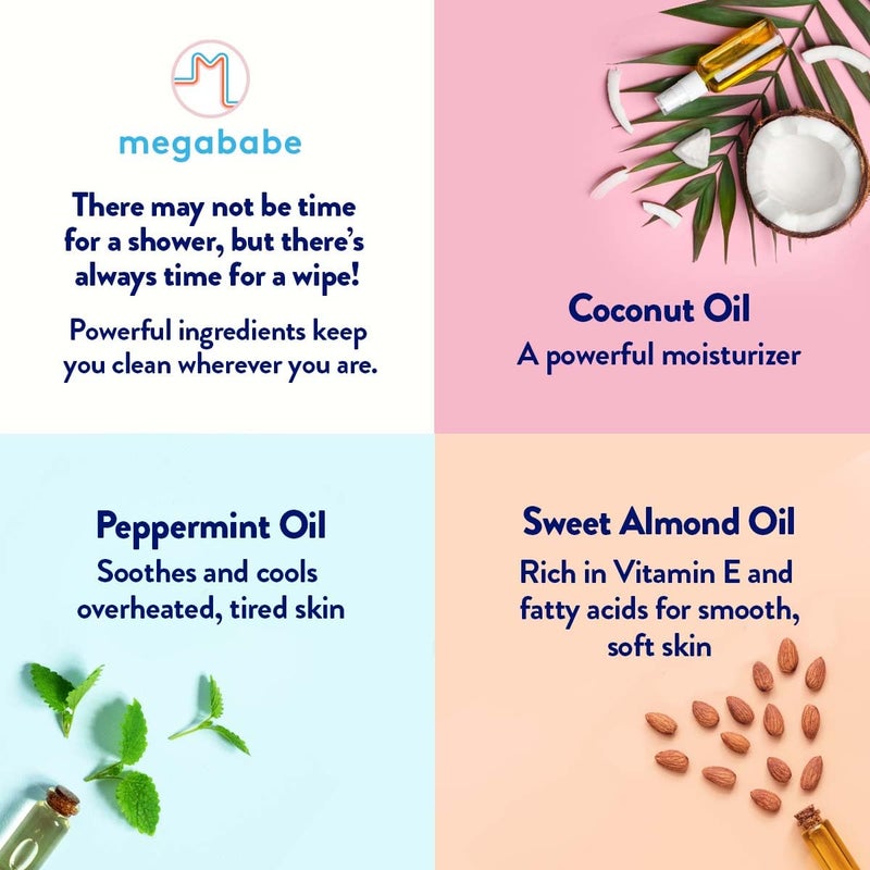 Megababe Cucumber Mint Shower Sheets | Individually Wrapped Body Cleansing Cloths | 10 Wipes (Pack of 1) - Image 5