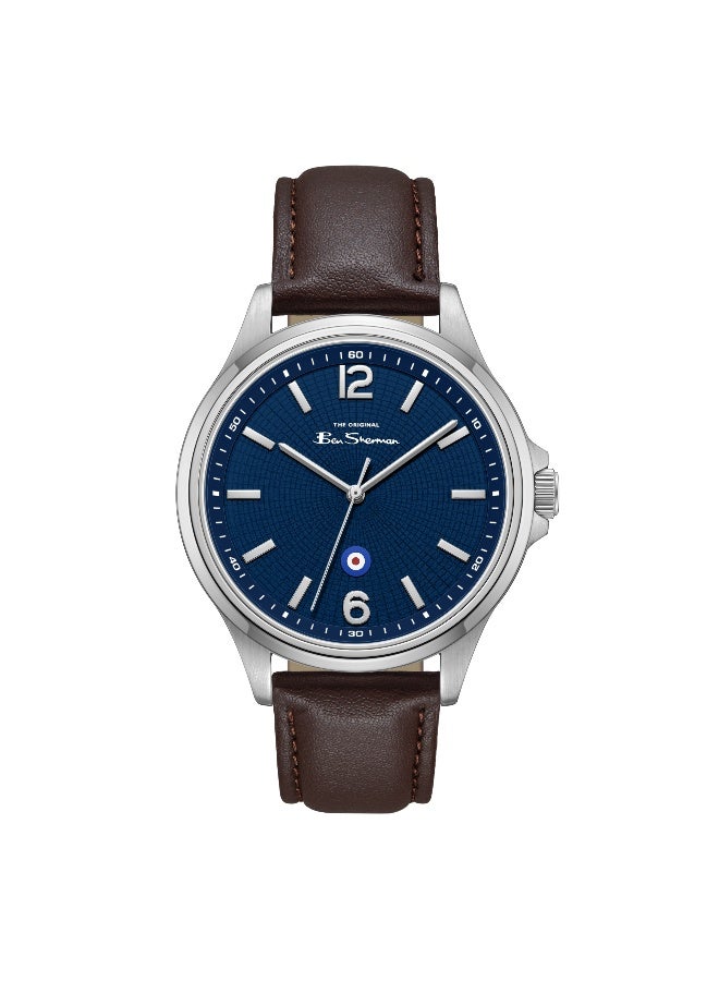 Ben Sherman Westminster Blue Dial Brown Genuine Leather Strap Analog Watch for Men, 43mm - Image 1
