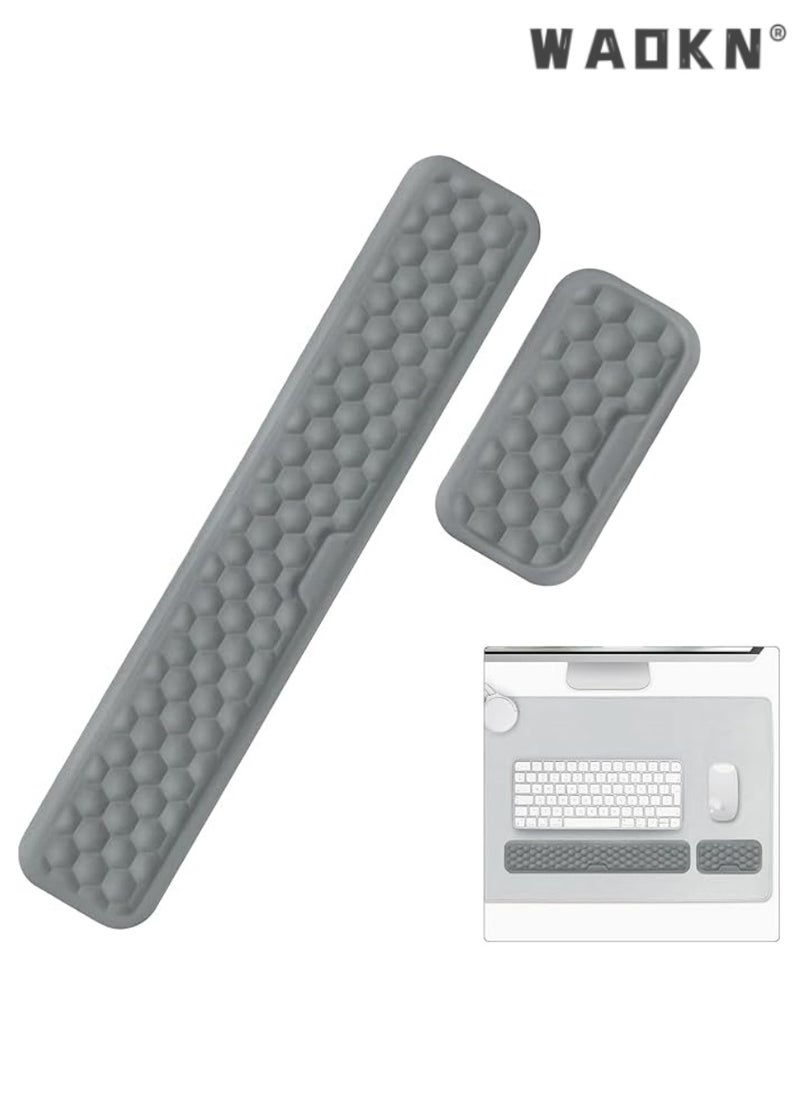 WAOKN Ergonomic Keyboard Wrist Rest, Memory Foam Pad Set, Comfortable Cushion Support for Office, Computer, Laptop, Enhances Typing Experience, Reduces Pain and Fatigue, Lightweight Design  - Image 1