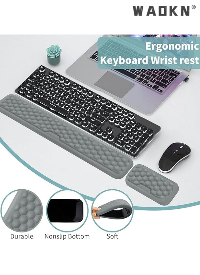 WAOKN Ergonomic Keyboard Wrist Rest, Memory Foam Pad Set, Comfortable Cushion Support for Office, Computer, Laptop, Enhances Typing Experience, Reduces Pain and Fatigue, Lightweight Design  - Image 2