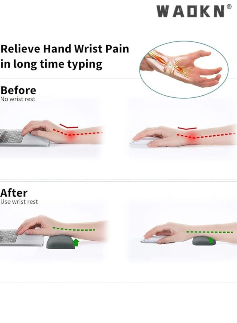 Ergonomic Keyboard Wrist Rest, Memory Foam Pad Set, Comfortable Cushion Support for Office, Computer, Laptop, Enhances Typing Experience, Reduces Pain and Fatigue, Lightweight Design
