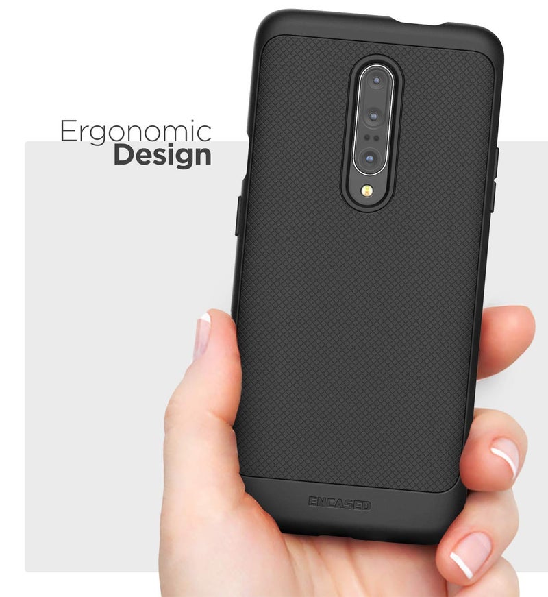 ENCASED OnePlus 7 Pro Case (Thin Armor) Slim Fit Flexible Grip Phone Cover - Black - Image 3