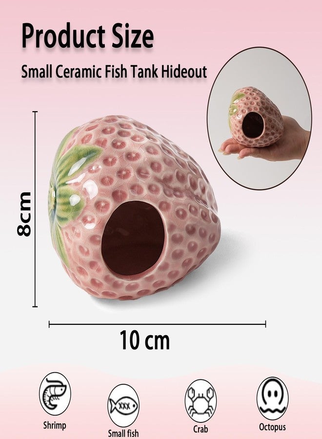 Deapeey Aquarium Decor Cave Betta Fish Aquarium Accessories Ornaments Hiding Cave Strawberry House Hideout for Shrimp Cichlid Hermit Crab, Octopus Hiding Breeding for Tank (Pink) - Image 3