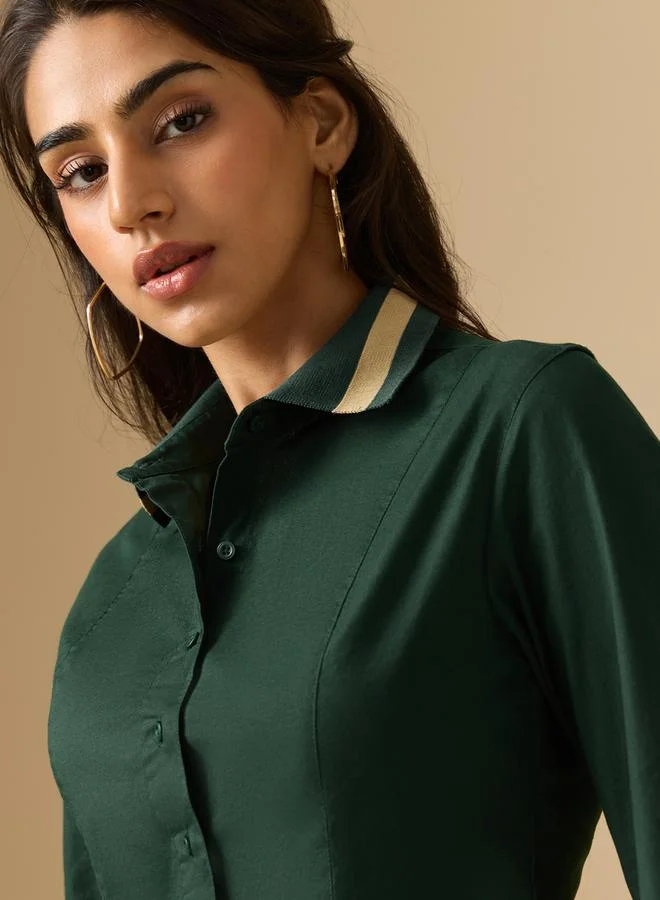 The Souled Store  Emerald Chic Long Sleeve Slim Fit Shirt for Women | Best Price UAE