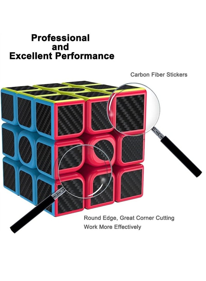 Rubiks Cube 3x3x3 Speed Cube Smooth Magic Carbon Fiber Sticker Speed Cubes Enhanced Version Black - Image 4