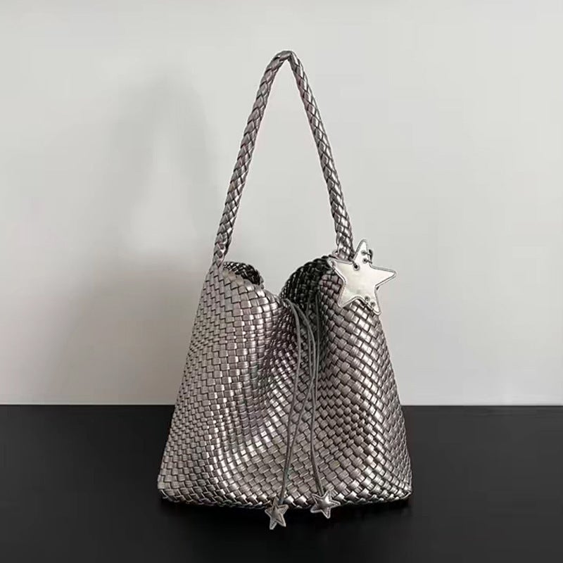 Woven Bag For Women Fashion Trend Shoulder Bag Simple Large Capacity Handbag Mother-In-Law Bag - Image 2