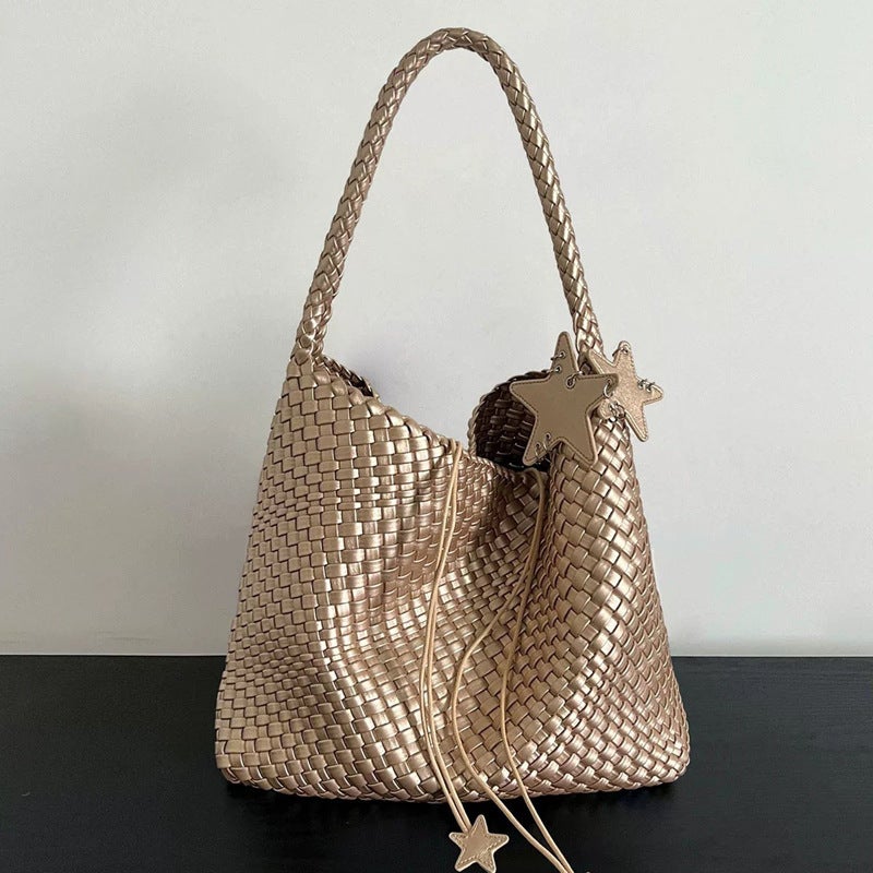 Woven Bag For Women Fashion Trend Shoulder Bag Simple Large Capacity Handbag Mother-In-Law Bag - Image 4