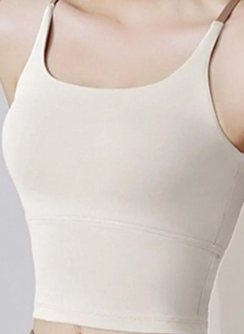 YUNIQEE Beige Solid Regular Bralette Top