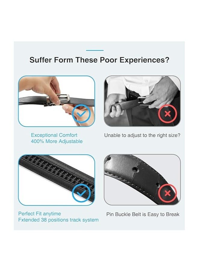 CONTACTS Genuine Leather Belt for Men with Easier Adjustable Autolock Buckle Micro Adjustable Belt Fit Everywhere  Formal and Casual  Elegant Gift Box  Grey color  - Image 4