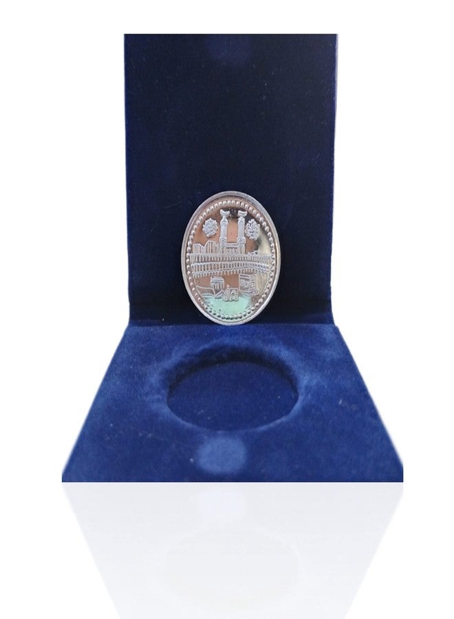 Nine10 German Silver/Silver Plated Coins of Kaba Macca Madina Allah 10 Grams with vlvet Gift case for Ramadaan Eid Gift for Friends and Relatives.