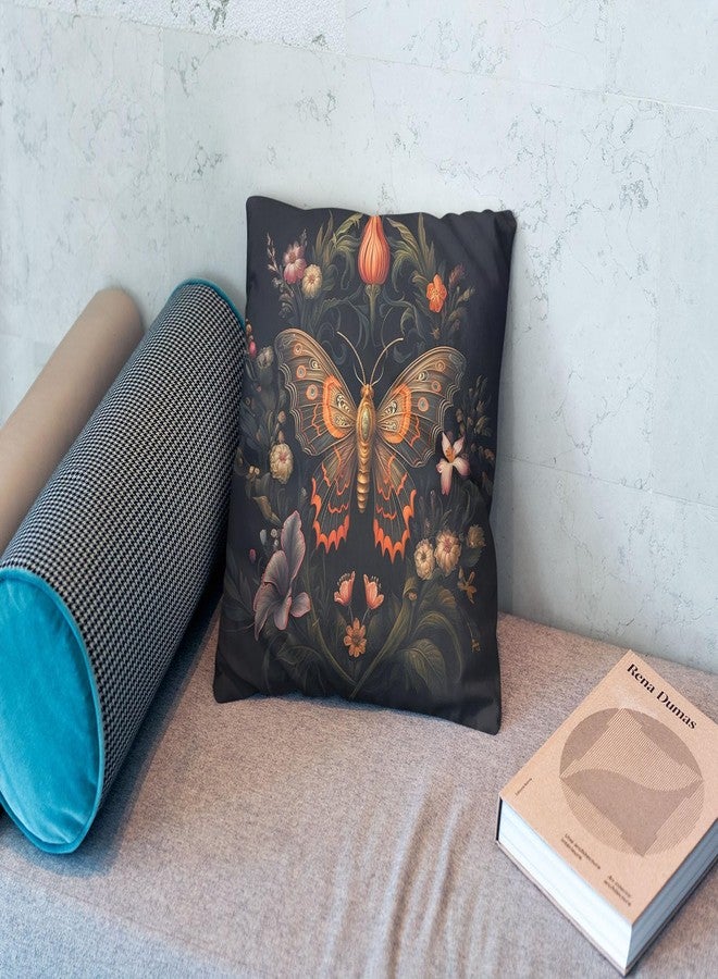 OFlich Gothic Moth Pillow Cover - Witch Gifts, Luna Moth Pillow Covers 18X18, Witchy Decor Aesthetic, Goth Gifts, Gothic Decor for Home, Goth Room Decor - Image 2