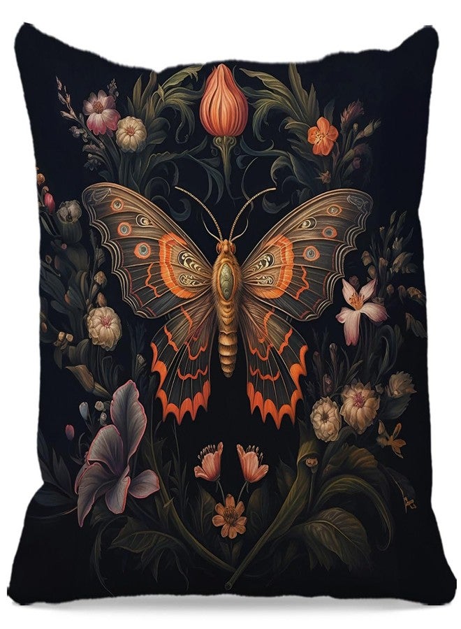 OFlich Gothic Moth Pillow Cover - Witch Gifts, Luna Moth Pillow Covers 18X18, Witchy Decor Aesthetic, Goth Gifts, Gothic Decor for Home, Goth Room Decor - Image 1
