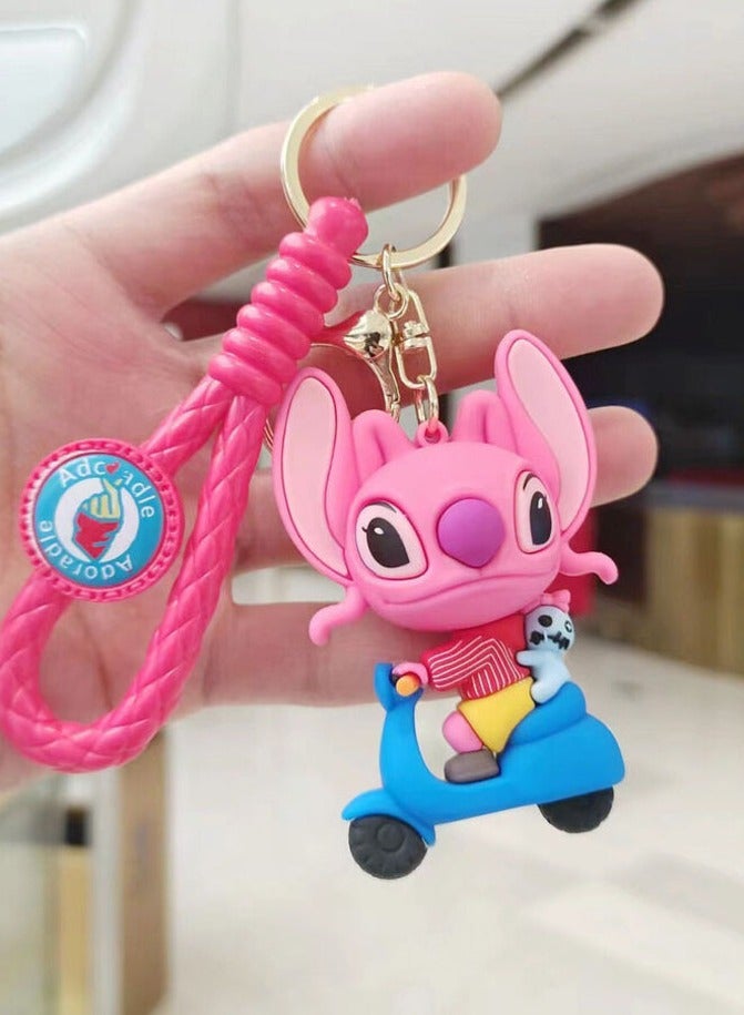 كاواي ميدالية مفاتيح كرتونية مميزة سلسلة مفاتيح انمي بجودة عالية بتصميم كارتون لولو وستيتش - Image 3