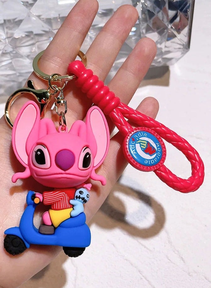 كاواي ميدالية مفاتيح كرتونية مميزة سلسلة مفاتيح انمي بجودة عالية بتصميم كارتون لولو وستيتش - Image 1
