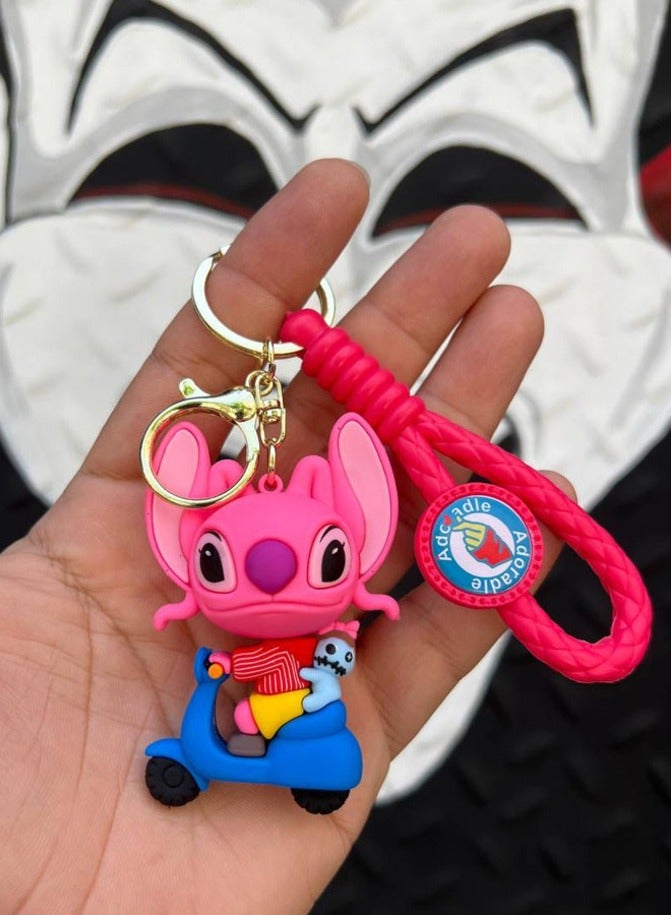 كاواي ميدالية مفاتيح كرتونية مميزة سلسلة مفاتيح انمي بجودة عالية بتصميم كارتون لولو وستيتش - Image 4