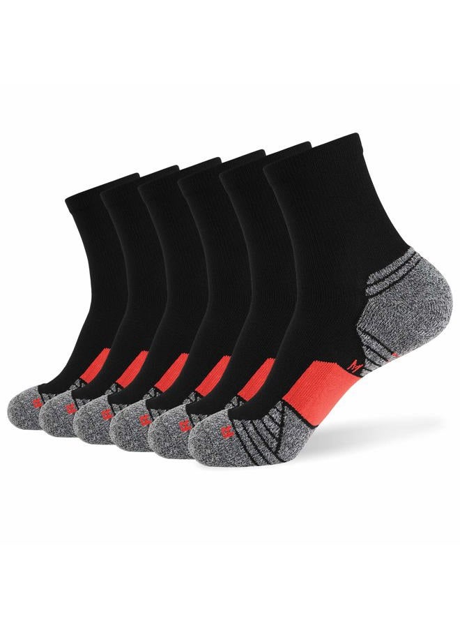 Wander Men's Athletic Ankle Socks 6 Pairs Running Socks for Sport Low Cut Cycling Socks 6-9/10-12/12-14 (Black Red, Shoe Size: 10-12) - Image 1