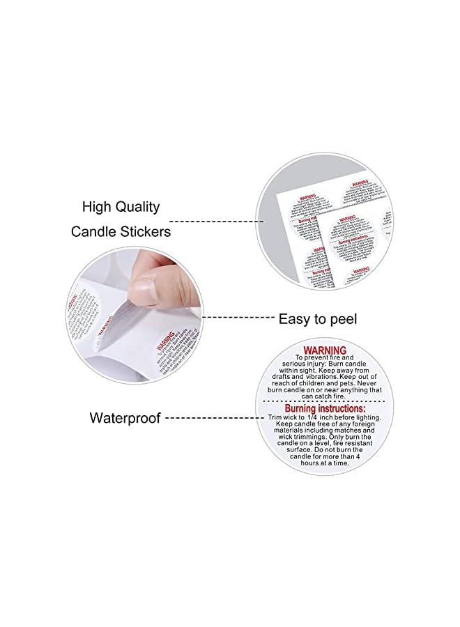 The Bros 500 Pieces Warning Labels, 1.5 Inch Jar Container Safety Stickers for Candle Making, DIY Jars and Tins - Image 4