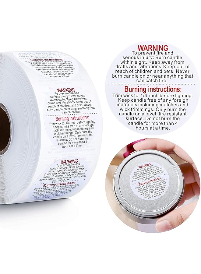 The Bros 500 Pieces Warning Labels, 1.5 Inch Jar Container Safety Stickers for Candle Making, DIY Jars and Tins - Image 1