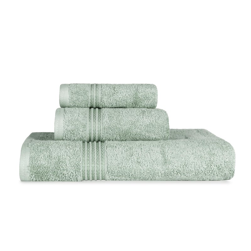 Superior Egyptian Cotton 3-Piece Towel Set  Basic Towels For Bathroom  Home Decor  Guest Bath  Shower  Apartment  Included 1 Face  1 Hand  1 Bath Towel  Washcloth  Quick Dry  Sage - Image 1