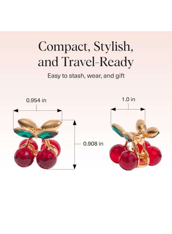 4pcs Mini Crystal Cherry Small Hair Clips - Cute Cherry Hair Claw Alloy Small Bangs Claw Clips Red Broken Hair Clip Mini Duckbill Hairpin Clips Cherry Hair Accessories for Women Girls - Image 2