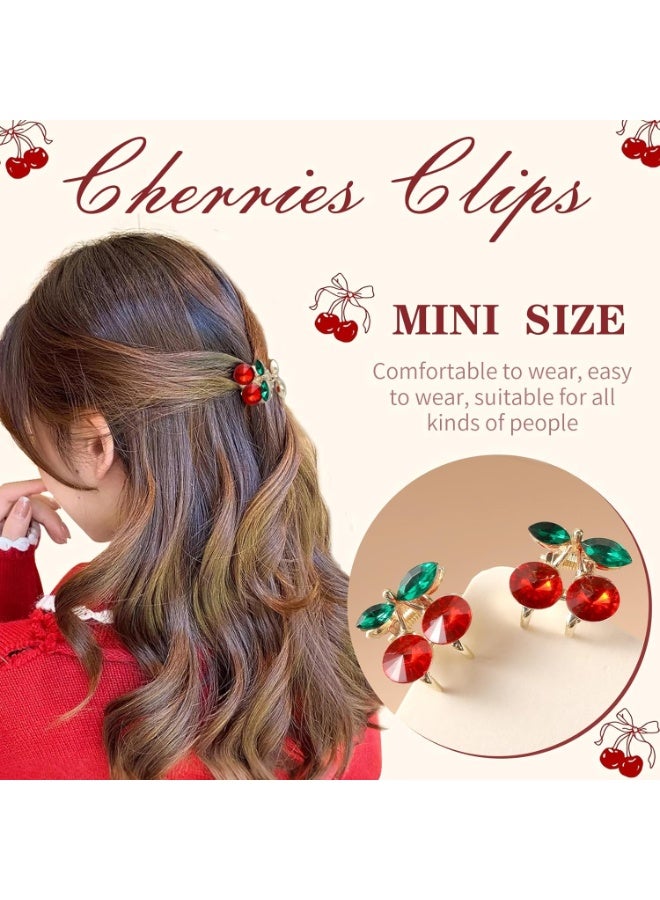 4pcs Mini Crystal Cherry Small Hair Clips - Cute Cherry Hair Claw Alloy Small Bangs Claw Clips Red Broken Hair Clip Mini Duckbill Hairpin Clips Cherry Hair Accessories for Women Girls - Image 3