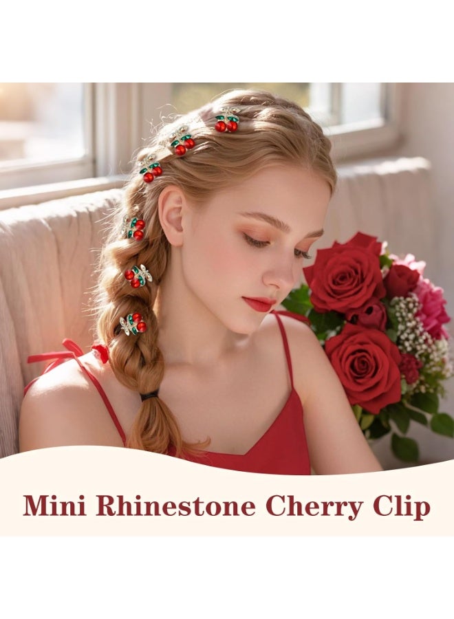 4pcs Mini Crystal Cherry Small Hair Clips - Cute Cherry Hair Claw Alloy Small Bangs Claw Clips Red Broken Hair Clip Mini Duckbill Hairpin Clips Cherry Hair Accessories for Women Girls - Image 4