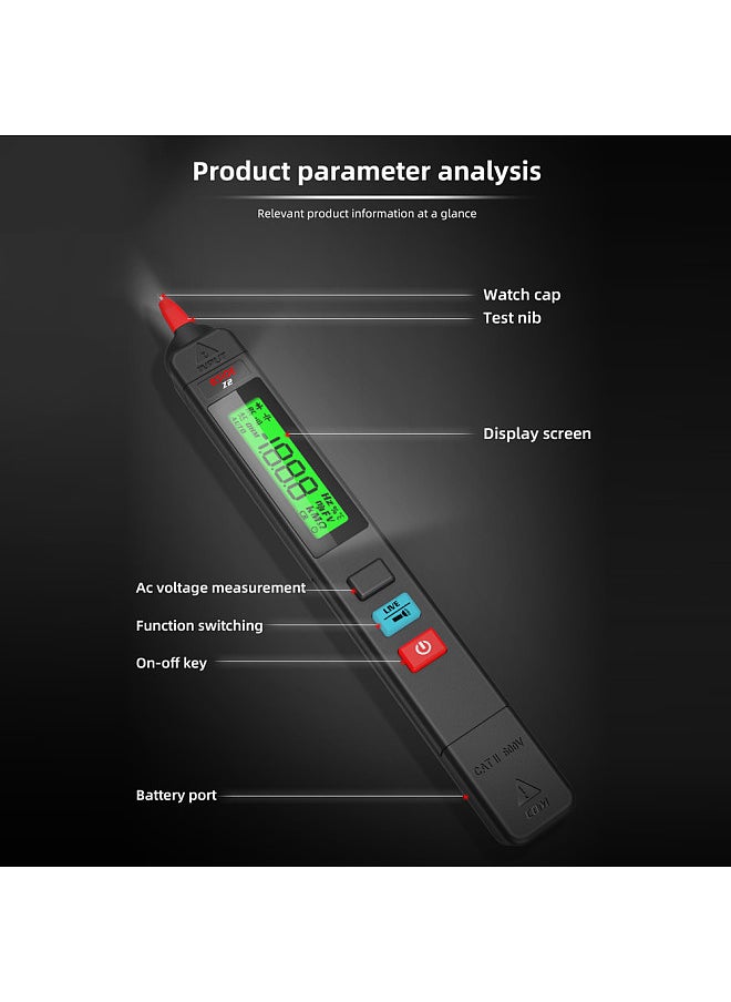 Digital AC Voltage Tester Leakage Detector Electric Leakage Detect Pen 0-300V Non-contact Circuit Continuity Test Pen Live Wire Check with Backlight Display