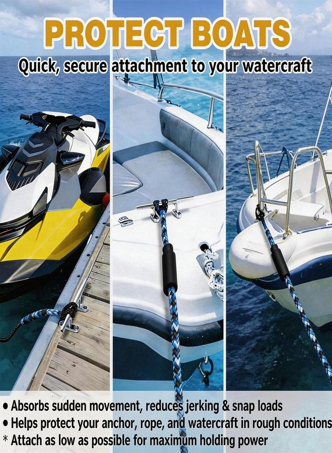 Manifish Blue Bungee Dock Lines for Boats 4.3 FT 2 Pack, Marine Grade Shock Absorbing Boat Dock Lines with 316 Stainless Steel Clips, Heavy Duty Mooring Rope for Jet Ski, PWC, Pontoon, Kayak, Yacht Accessories - Image 2
