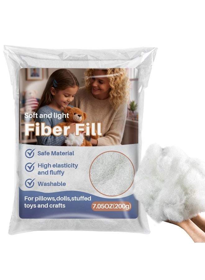 Rainflow 7.05oz Polyester Premium Fiber Fill- Polyester Fiber Fill,Stuffing for Pillow,Small Dolls,Cushion,Craft and Stuffed Animals,pp Cotton Stuffing for DIY Craft,Recyclable - Image 1