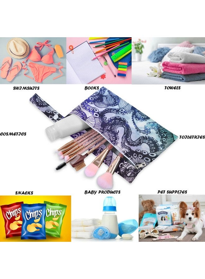 visesunny Abstract Octopus Hipster 2Pcs Wet Bag with Zippered Pockets Washable Reusable Roomy Diaper Bag for Travel,Beach,Daycare,Stroller,Diapers,Dirty Gym Clothes,Wet Swimsuits,Toiletries - Image 3