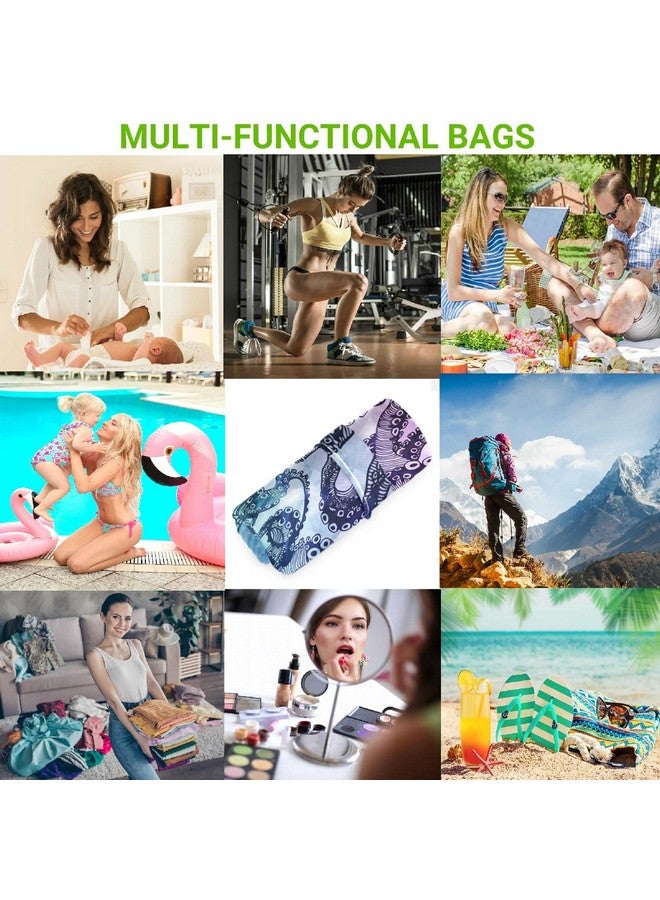 visesunny Abstract Octopus Hipster 2Pcs Wet Bag with Zippered Pockets Washable Reusable Roomy Diaper Bag for Travel,Beach,Daycare,Stroller,Diapers,Dirty Gym Clothes,Wet Swimsuits,Toiletries - Image 4